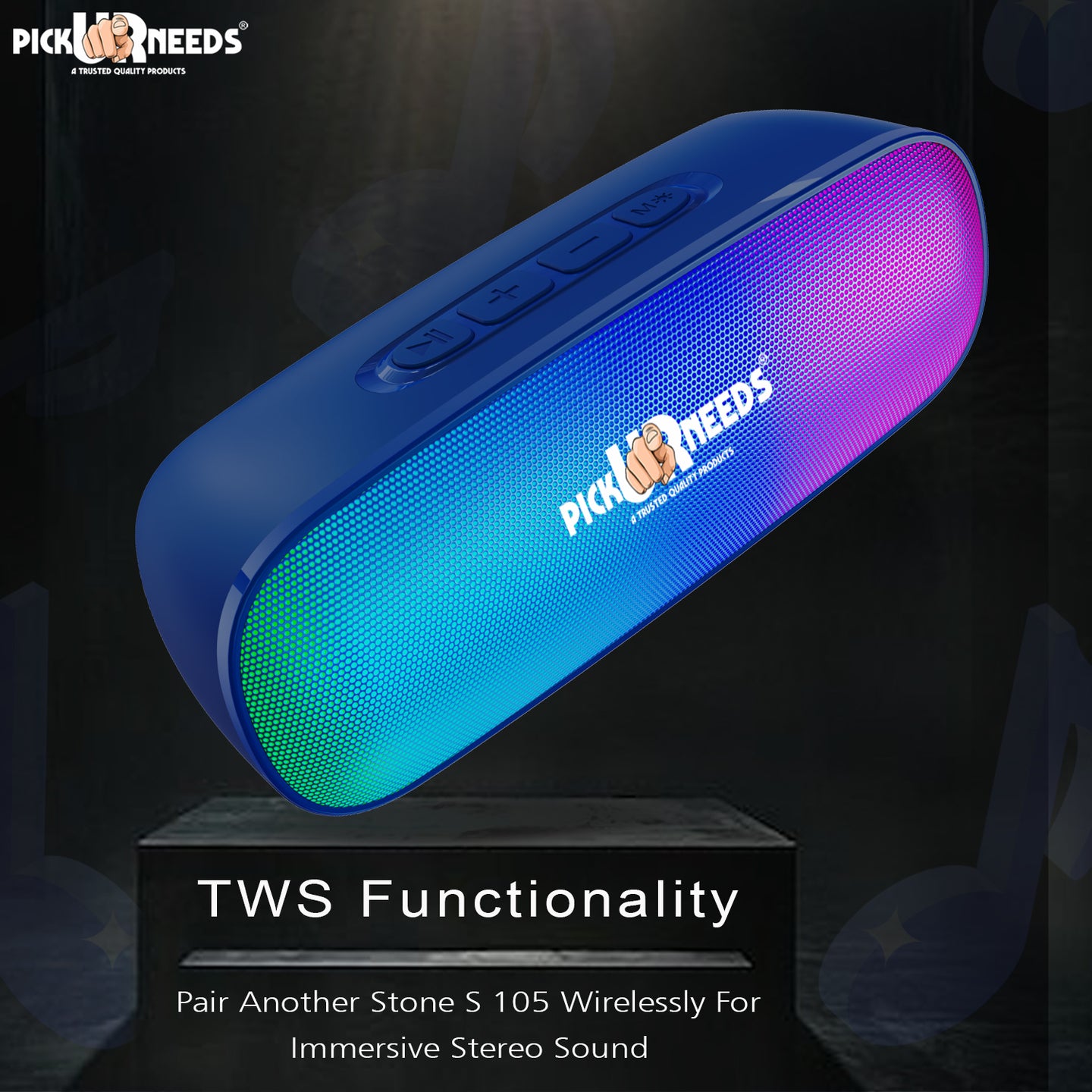 Pick Ur Needs High Quality Sound Wireless Speaker With RGB Light AUX / TF Card / USB Supported 12 W Bluetooth Speaker  (Black, 5.0 Channel)